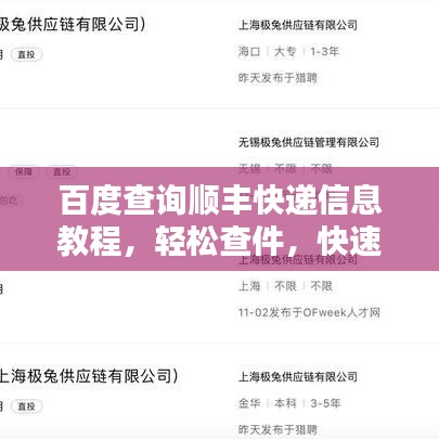 百度查詢順豐快遞信息教程，輕松查件，快速掌握！
